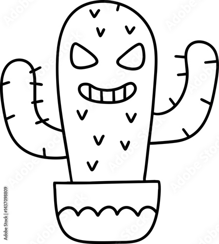 spooky western cactus with mischievous grin perfect for Halloween decorations