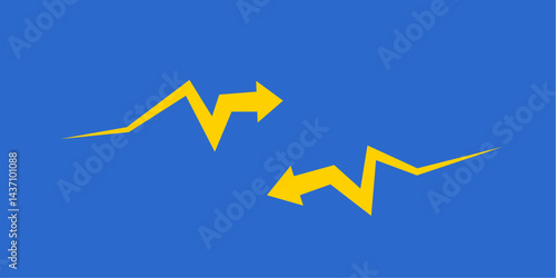  zigzag arrow icon. zig-zag arrows sign. symbol graph illustration for finance on business or market. Editable stroke.