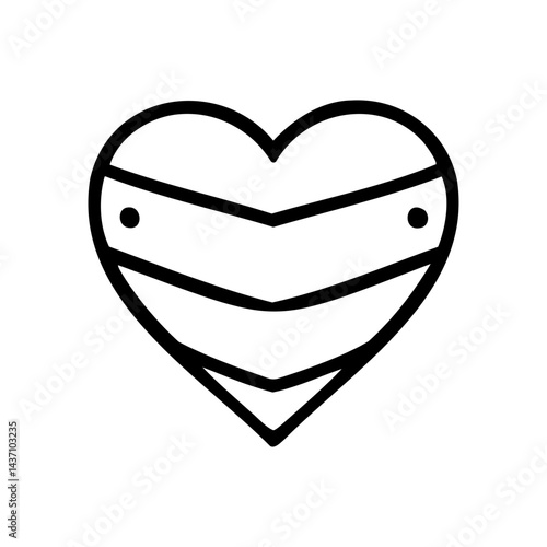 Minimalist black and white illustration of a heart wrapped in protective layers, symbolizing emotional protection, guarded feelings, healing from emotional pain, and self-preservation.