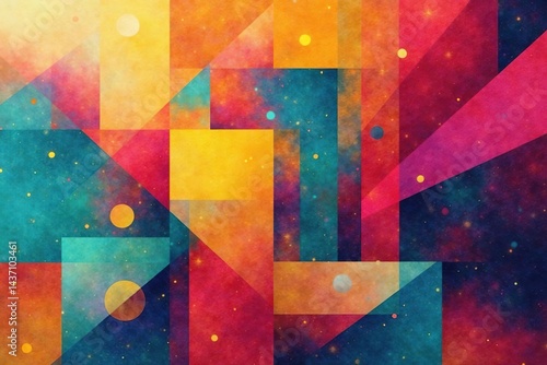 Geometric abstract shapes, vibrant color blocks, modern style repeat, repeat, art