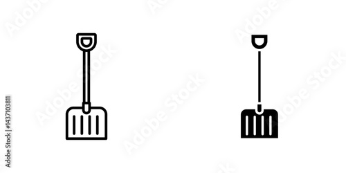 Snow shovel flat simple vector icons illustration set.
