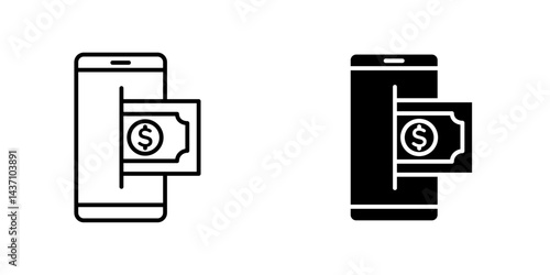 Send money smartphone flat simple vector icons illustration set.
