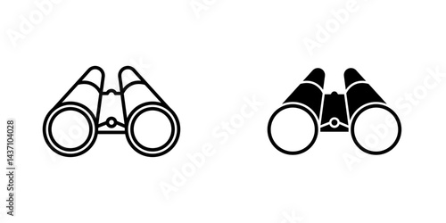 Binoculars flat simple vector icons illustration set.