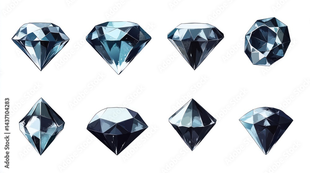 Fototapeta premium Variety of diamonds gem stones on white, for jewelry sales, isolated, studio shot