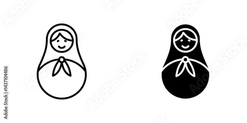 Nesting dolls flat simple vector icons illustration set.