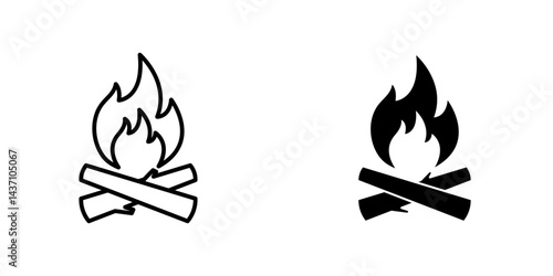 Campfire flat simple vector icons illustration set.
