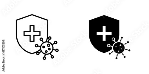 Shield virus flat simple vector icons illustration set.