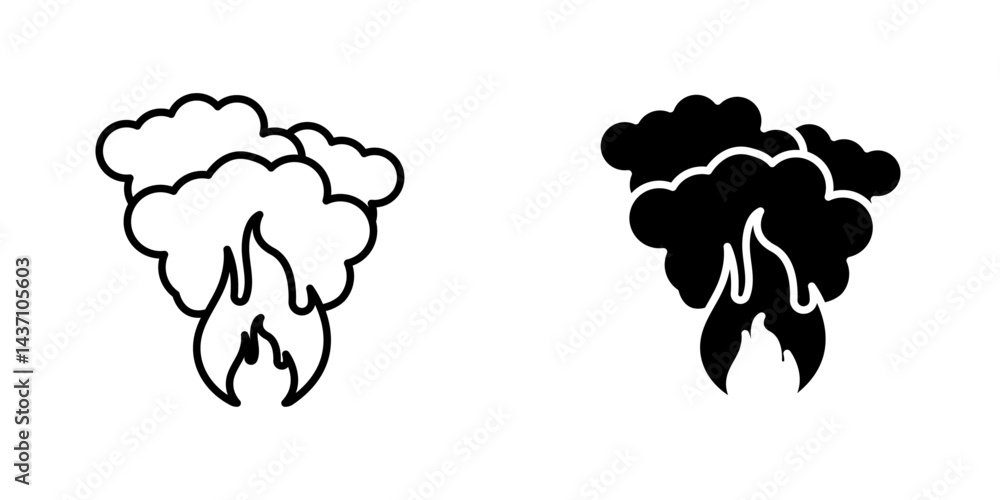 Fire smoke flat simple vector icons illustration set. Fire smoke flat simple vector icons illustration set.