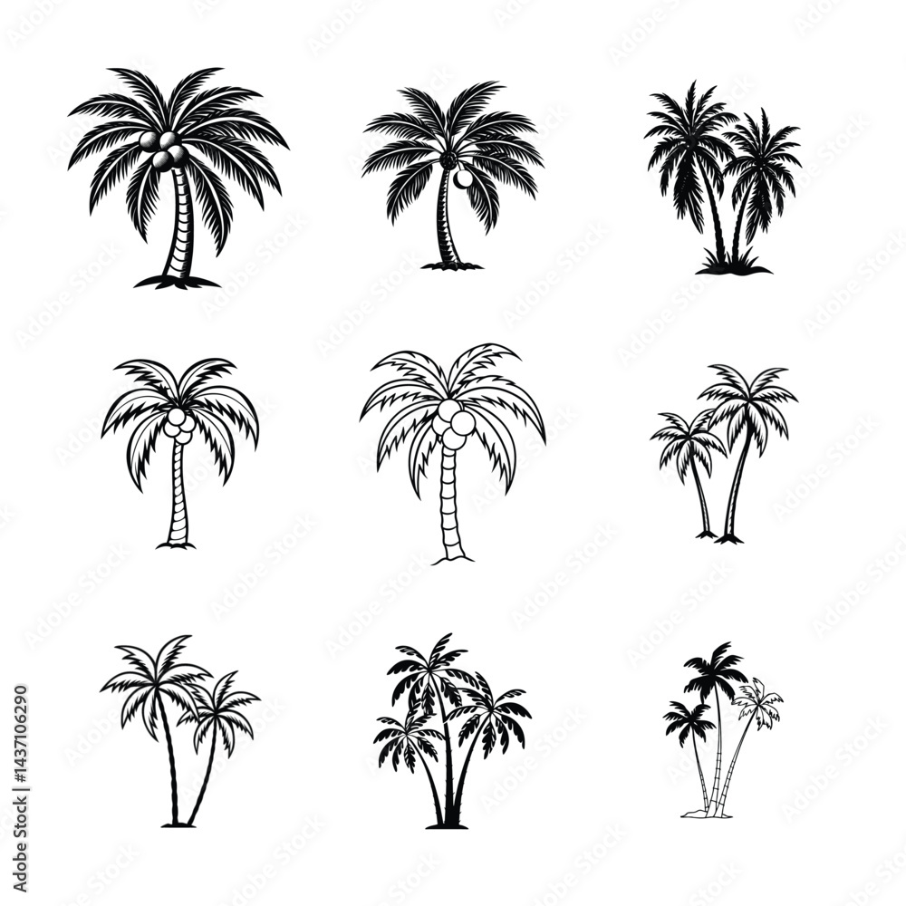 set of palm trees vector set of palm trees vector