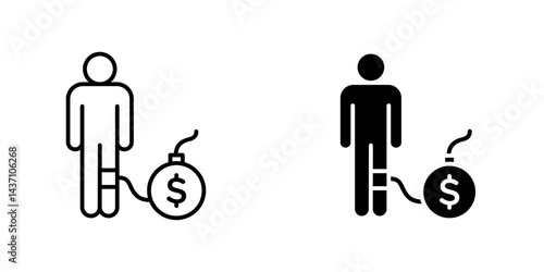 Debt flat simple vector icons illustration set.