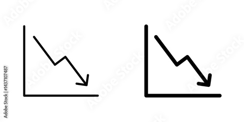 Arrow trend-down flat simple vector icons illustration set.