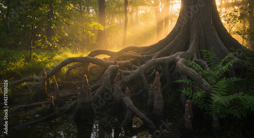 Golden Mist Over Still Waters