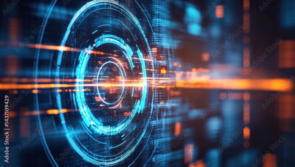 Obraz premium Abstract Digital Data Stream: Futuristic Technology Visualization
