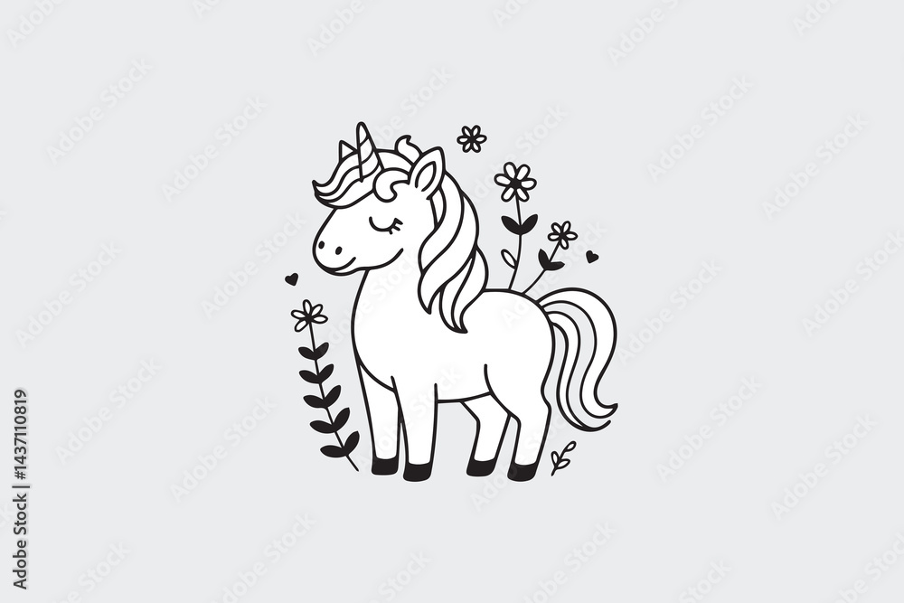 Obraz premium cute unicorn illustration vector