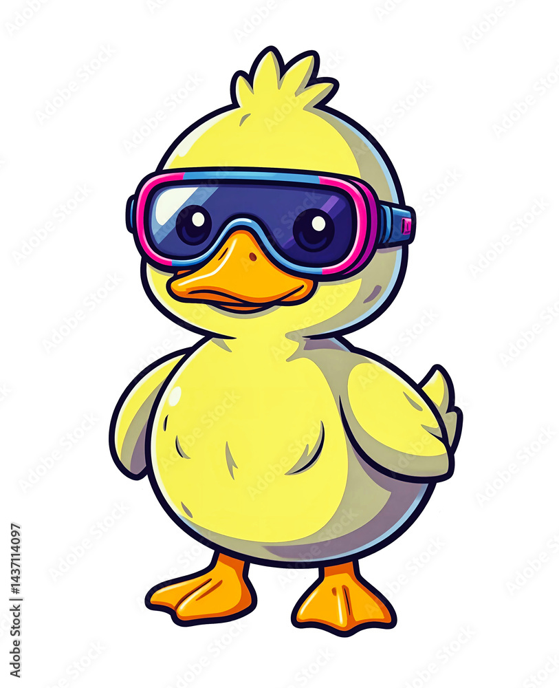 Fototapeta premium Funky Duck Character Wearing Sunglasses Ready for Summer Adventure