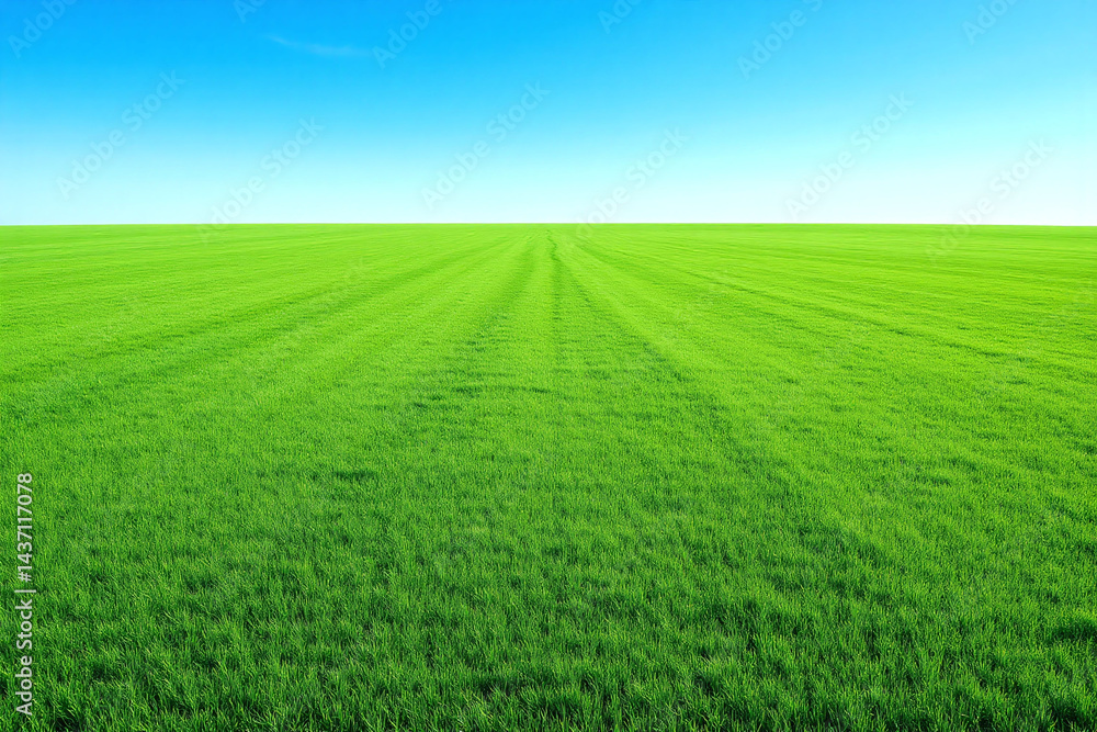 Naklejka premium field of green grass with a white sky in the background