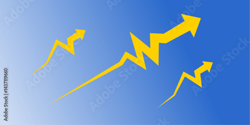  zigzag arrow icon. zig-zag arrows UP sign. symbol graph illustration for finance on business or market. Editable stroke.