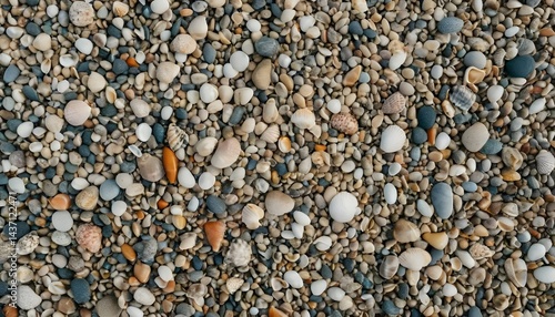 Seashells and Pebbles Beach Texture Coastal Stone and Shell Background