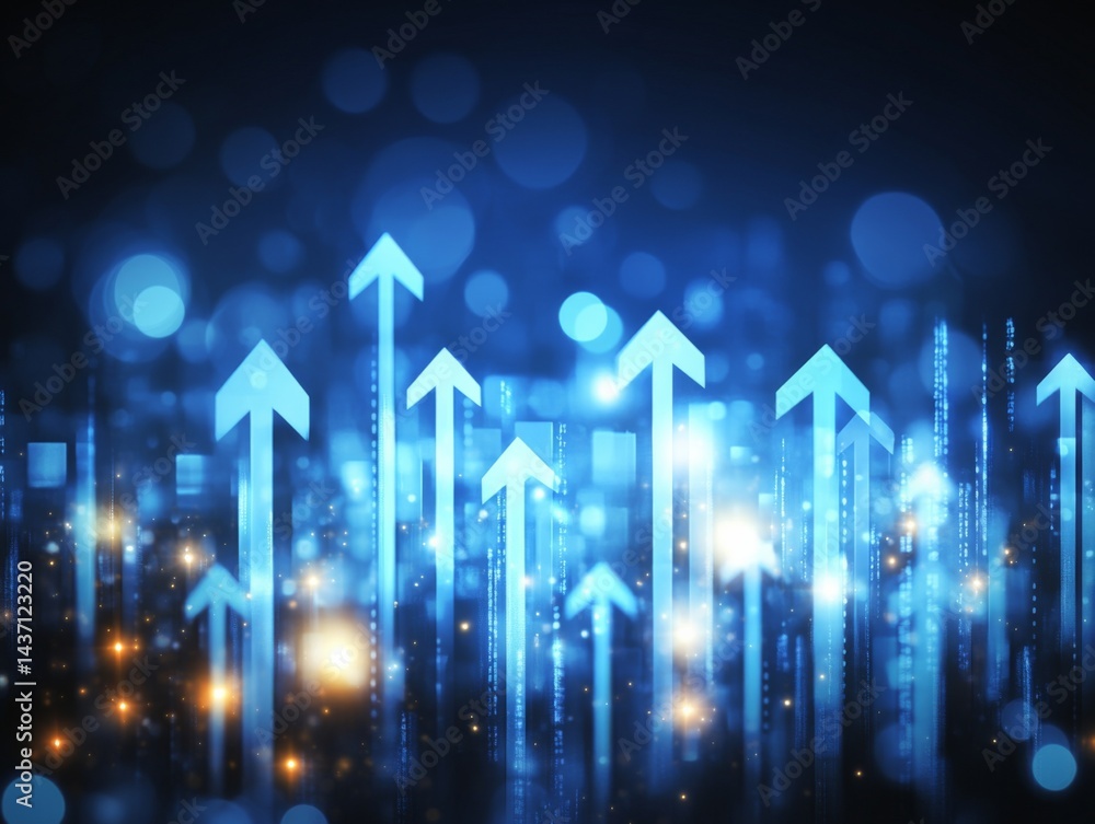 Blue Forward Arrows Vector Illustration on White and Blue Background Blue Forward Arrows Vector Illustration on White and Blue Background