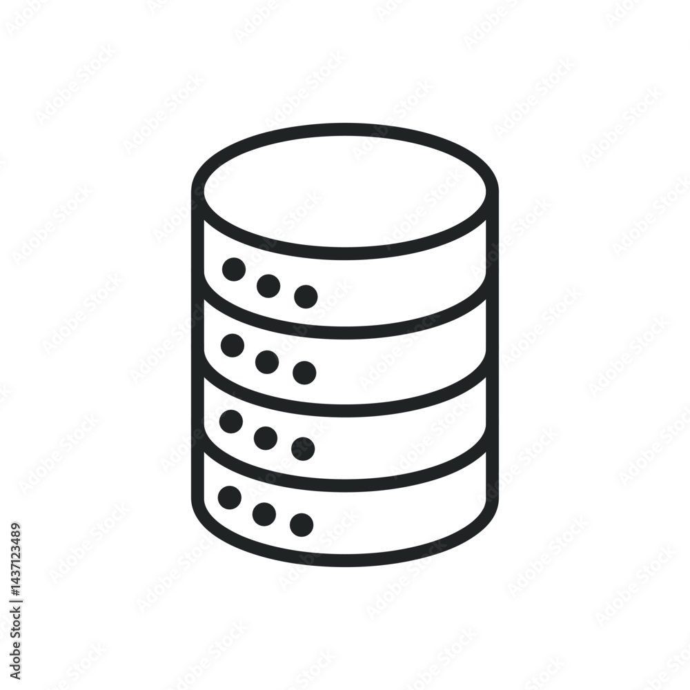 Database thin line icons. Editable stroke and Perfect pixel on transparent background Database thin line icons. Editable stroke and Perfect pixel on transparent background