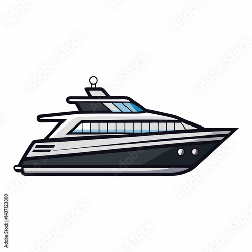 Minimalist Yacht Icon in Solid Black with Clean Geometric Shapes and Sleek Design vector