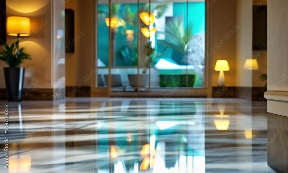 Reflective Lobby Elegance: A Luxurious Hotel Interior Reflective Lobby Elegance: A Luxurious Hotel Interior