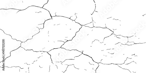 High-Resolution Vector Texture of Dry Cracked Earth with Transparent Background – Grunge Distressed Overlay Featuring Natural Split Lines and Soil Fractures	
