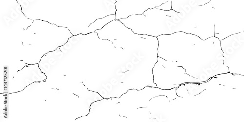 High-Resolution Vector Texture of Dry Cracked Earth with Transparent Background – Grunge Distressed Overlay Featuring Natural Split Lines and Soil Fractures	
