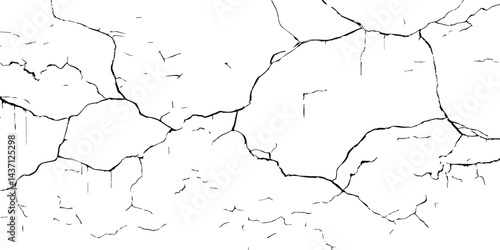High-Resolution Vector Texture of Dry Cracked Earth with Transparent Background – Grunge Distressed Overlay Featuring Natural Split Lines and Soil Fractures	
