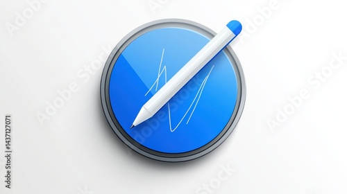 Free Download Digital Signature, Stylus, White Background, Blue Circle - GFXLoad