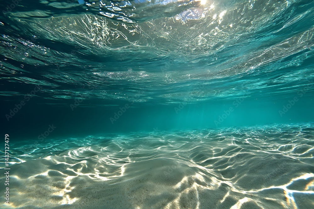 Sunlight dances on the sandy seabed in crystal-clear tropical waters Sunlight dances on the sandy seabed in crystal-clear tropical waters