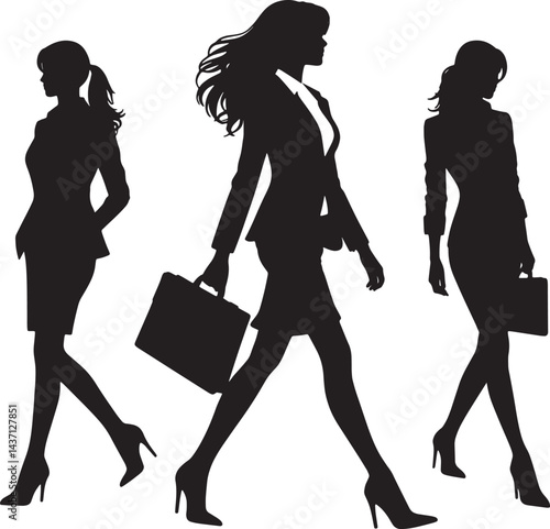 Elegant Business Women Silhouettes Walking