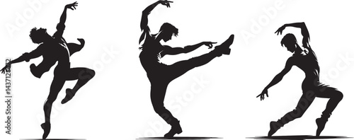 Dynamic Male Dance Silhouettes in Expressive Motion Poses