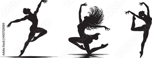Elegant Dance Silhouettes of Ballet and Contemporary Dancers
