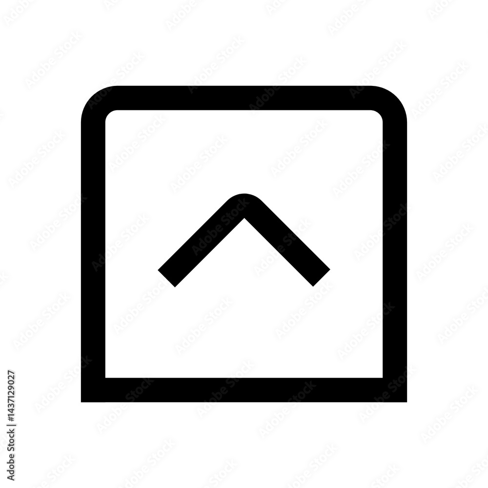 Angle-square-up icon in black color and outline style Angle-square-up icon in black color and outline style