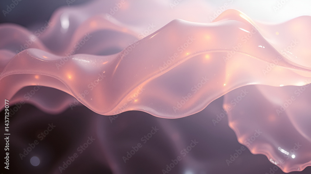 Fototapeta premium Translucent gelatinous material pulsates with light, otherworldly, luminous