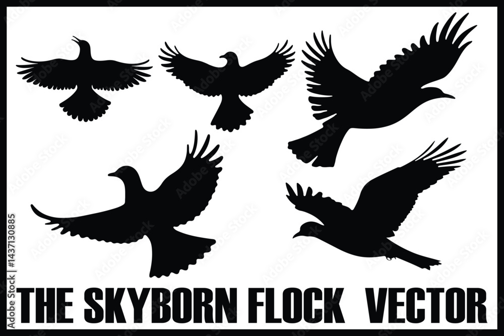 Obraz premium The Skyborn Flock Vector Bundle – Flying Bird Silhouette Clipart for Cricut, Sublimation, and Graphic Design