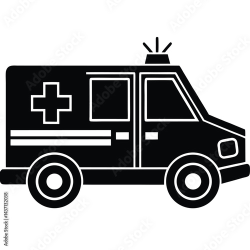 Ambulance Icon - Emergency Medical Van Vector Illustration