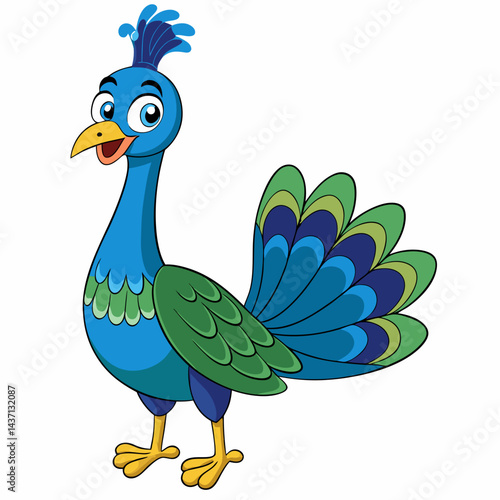 Beautiful peacock cartoon isolated on white background



