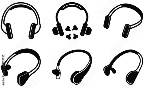 Bone Conduction Headphones Vector Silhouette Collection: Innovative Audio Icons