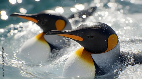 Wallpaper Mural Couple of King Penguins Swimming Together in Crystal Clear Water Torontodigital.ca