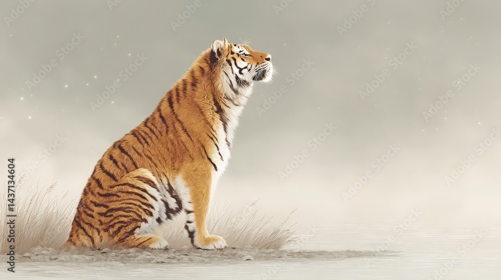 Obraz premium Majestic Tiger Sunset Serene Wildlife Art Peaceful Nature Scene