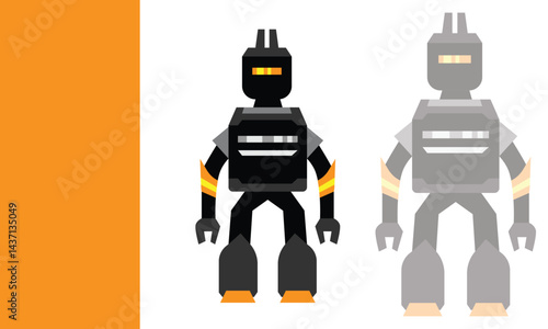 Robot cyborg design illustration with yellow thunder ready to war suitable to your brand, robot design, cyborg design, business, tech, technology, mascot, and more