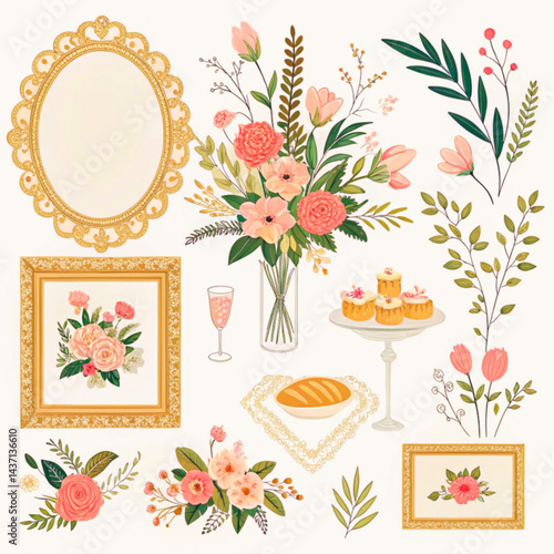 set of floral frames