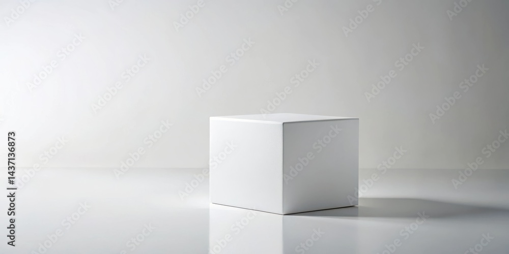 Simple White Cube on Reflective Surface Minimalist Product Display Simple White Cube on Reflective Surface Minimalist Product Display