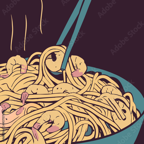 A yummy noodles and pasta
