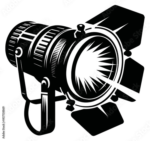 Spotlight black silhouette black color vector isolated white background 