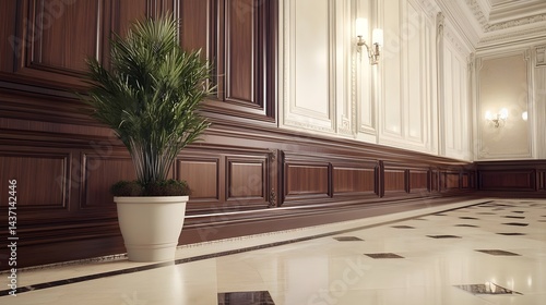 Elegant Room with Wooden Paneling and Contrasting Beige Accents