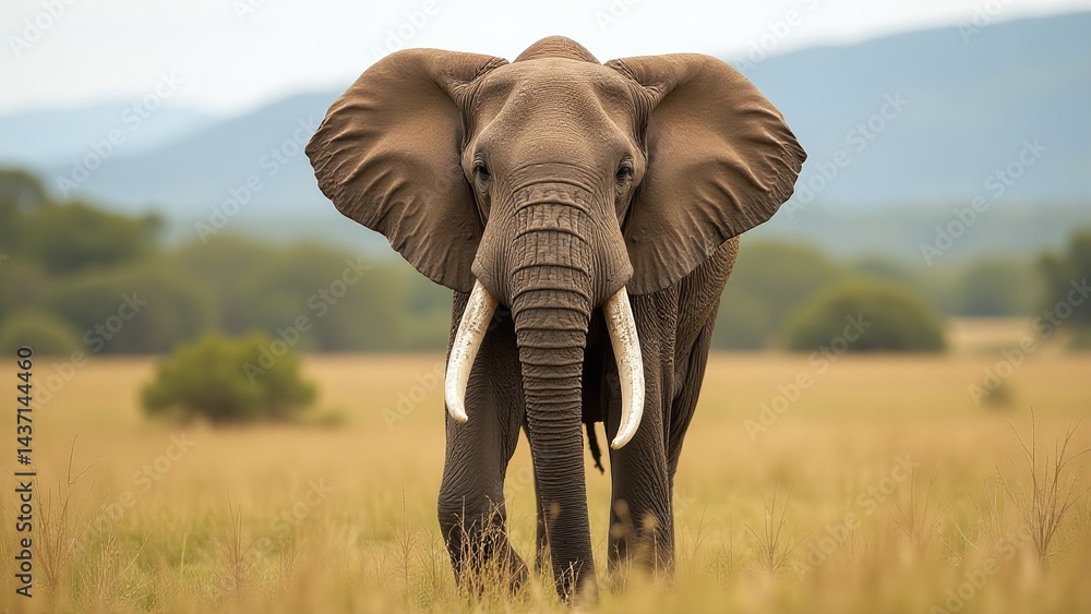 Obraz premium African elephant in the wild on National Endangered Species Day, Symbol of wildlife conservation and endangered species protection, Protecting the world's largest land animal, Preserving elephants for