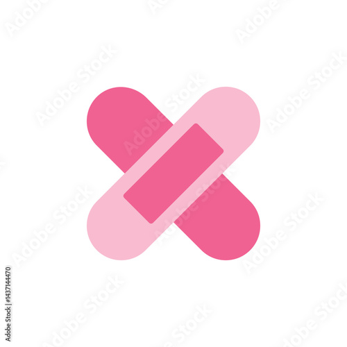 Medical Icon of Pink Bandage Representing Health Care and First Aid Treatment for Wound Protection and Injury Recovery